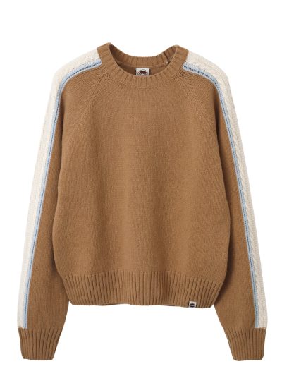 【2026AW 新作】配色ケーブル編みショルダーデザイン クルーネックウールニット