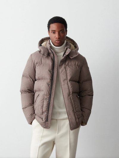 【MEN’S】ウール風ガンクラブチェックダウンジャケット