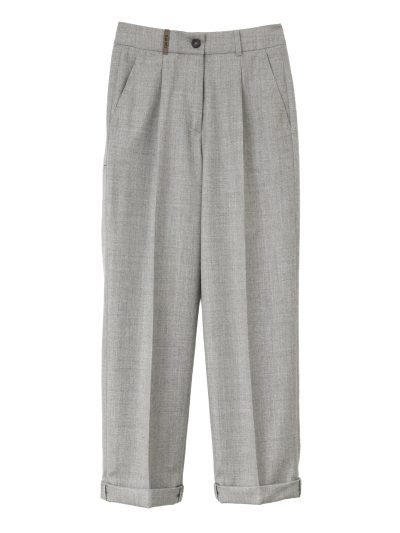 ラメ糸混ウール1タックサイドポケットパンツ