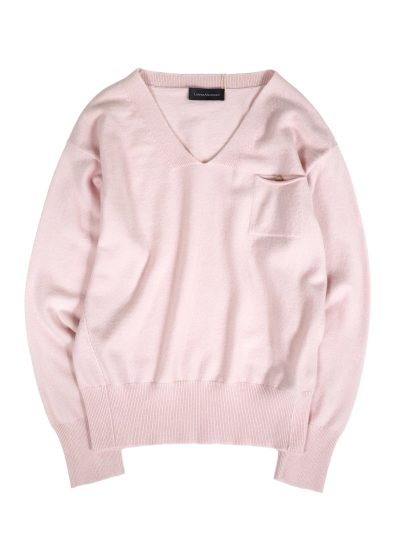 ウールカシミヤシルクVネックニット