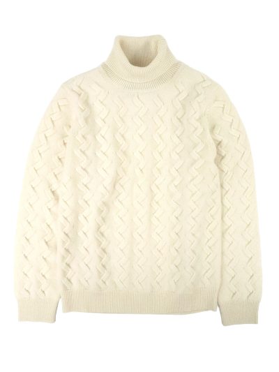 【MEN’S】毛カシミヤ タートルネック ミニケーブル編みニット