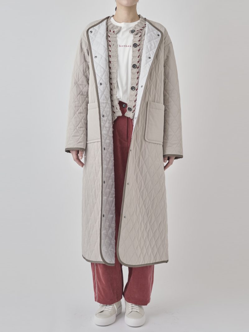 【2026AW 新作】ボーダーニットキルトコート