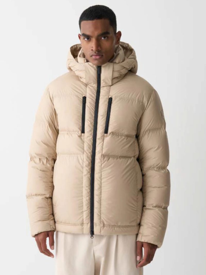 【MEN’S】フード付きミディアム丈ダウンコート