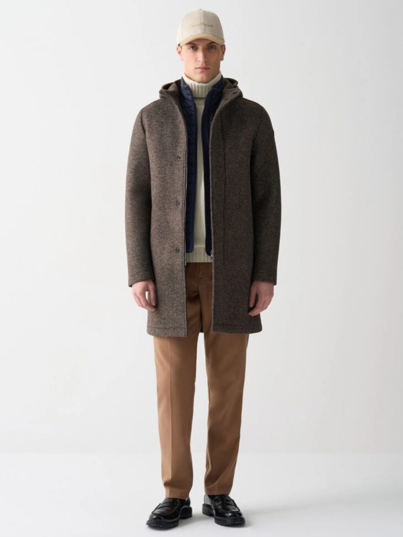 【MEN’S】ボンディング フロントジップ フード付きコート