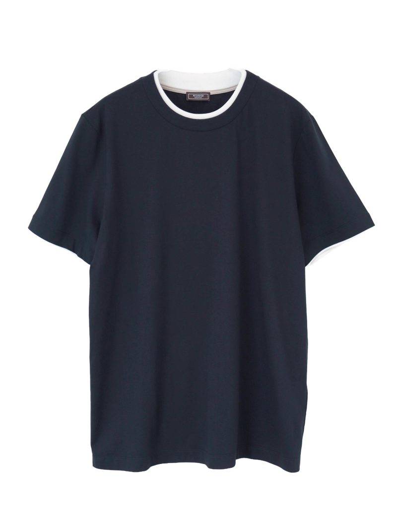 トリミングデザイン コットンTシャツ